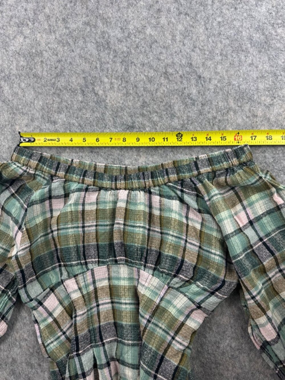 Free People Teagan Plaid Puff Sleeve Top Sz M Romantic - Picture 8 of 11